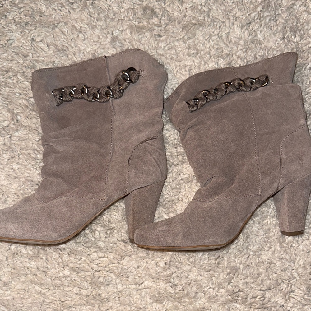 Cosmopolitan Taupe Ankle Boots with Chain Detail